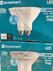 lot 35 image: EcoSmart 120-Watt Equivalent PAR38 Dimmable Energy Star Flood LED Light Bulb Daylight (2-Pack) Customer Returns See Pictures