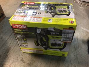 lot 112 image: 4000-Watt Gasoline Powered Digital Inverter Generator with CO Shutdown by RYOBI Customer Returns See Pictures