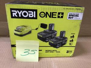 RYOBI PSK006, ONE 18V Lithium-Ion 4.0 Ah Battery (2-Pack) and Charger Kit,&nbsp&nbspCustomer Returns See Pictures