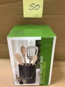 Black Marble Utensil Holder&nbsp&nbspCustomer Returns See Pictures