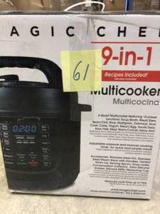 Magic Chef 9-in-1 6 Qt. Matte Black Electric Multi-Cooker with Recipe Book&nbsp&nbspCustomer Returns See Pictures