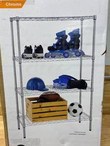 lot 18 image: HDX Chrome 4-Tier Metal Wire Shelving Unit (36 in. W x 54 in. H x 14 in. D)