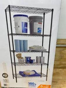 lot 19 image: HDX Black 5-Tier Steel Wire Shelving Unit (36 in. W x 72 in. H x 16 in. D)