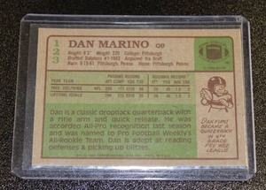 1984 Topps Dan Marino #123 Rookie Card