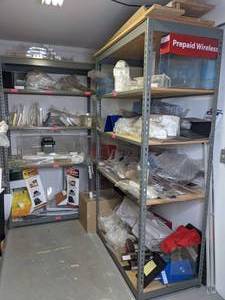 lot 321 image: Set of 2 Large Shelves w Clear Acrylic Display Pieces & More