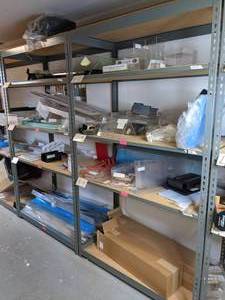lot 323 image: Set of 2 Large Shelves w Clear Acrylic Display Pieces & More