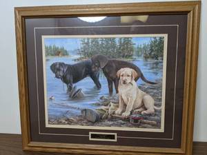 lot 390 image: Classic Framed Art Gone Fishin by Jim Killen