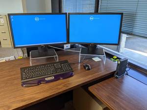 lot 362 image: Dell WYSE Powerterm 4680300, 2- Dell E2318H 23 Monitors, Keyboard and Mouse