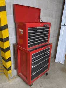 lot 1262 image: Stacking Lot of 2 Classic Red Craftsman Toolboxes