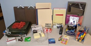 lot 261 image: Lot of Office Supplies Folders, Clipboards, Pens and More
