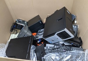 lot 80 image: Miscellaneous Electronics Lot - Computer Keyboard, Cables, Tower, etc.