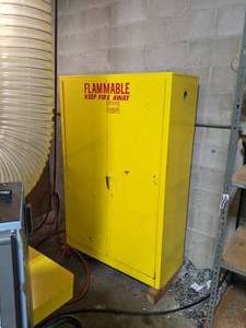 lot 164 image: Tall Yellow Flammable Liquid Storage Cabinet