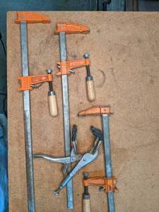 lot 180 image: Lot of 3 Long Clamps (22, 28, 30) & 1 Vise Grip