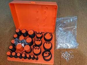 lot 196 image: Lot of Rubber Gaskets in Organizer Case and Bulk Bag of Clear Gaskets