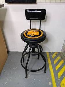 lot 637 image: Northern Tool Adjustable Swivel Shop Stool with Backrest