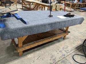 lot 647 image: Large Wooden Workbench with Carpet Top
