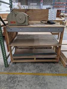 lot 644 image: Tall Workbench with Shelving and Top Cubbies