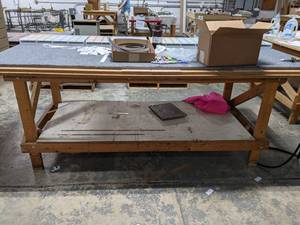 lot 648 image: Large Wooden Workbench with Carpet Top