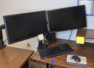 lot 669 image: Set of (2) Dell Monitors, Dell Thin Client, Mouse, Keyboard