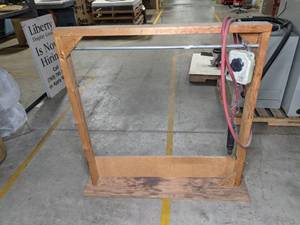 lot 437 image: Pneumatic Air DrillTapper, Aero-Motive Tool Retractor, Wood Frame