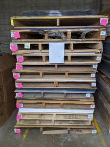 lot 440 image: Raw Sheet Material with Pallets - Acrylic, PETG, Styrene, Misc. Sheets