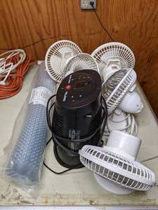 lot 446 image: Mini Fans, Pelonis Small Space Heater, Clear Plastic Runner