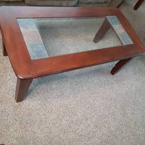 Coffee table with glass center end ...