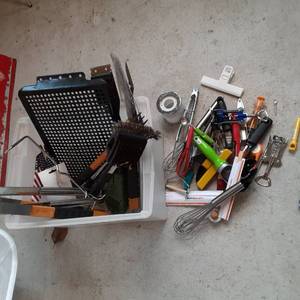 Plastic tote full of miscellaneous ...