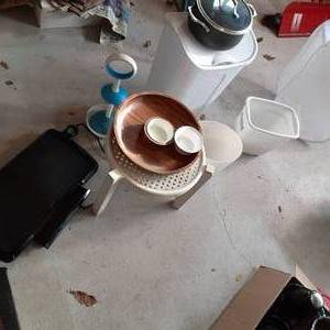 multiple garbage cans, Oster griddl...