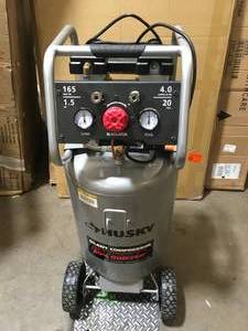 Husky 20 Gal. Vertical Electric-Powered Silent Air Compressor used customer return see pictures