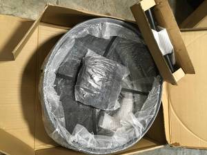 Sunnydaze Black Cross Weave 36 in. x 24 in. Round Steel Wood Burning Fire Pit with Spark Screen customer REturn see Pictures