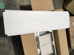 Classic Retro Style 50 in. White Rectangle Pine Console Table with 3 Top Drawers and Open Style Bottom Shelf open box not used customer return see pictures