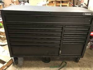 Husky Heavy-Duty 56 in. W 18-Drawer Combination Tool Chest and Cabinet Set, Matte Black see pictures