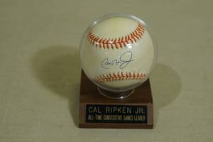 Cal Ripken Jr Signed Baseball with Stand