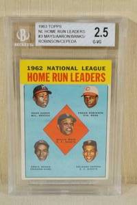 1963 Topps NL Home Run Leaders #3 MaysAaronBanksRobinsonCepeda - BGS 2.5