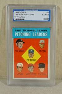 1963 Topps NL Pitching Leaders #7 DrysdalePurkeySanford - PGS 5.5