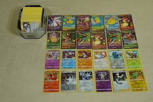 Tin of Pokemon Cards - 12 Full Art, 70 Rares or Holos, No Basic Energy