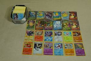 Tin of Pokemon Cards - 12 Full Art, 70 Rares or Holos, No Basic Energy