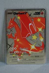 Custom Metal Charizard V Pokemon Card