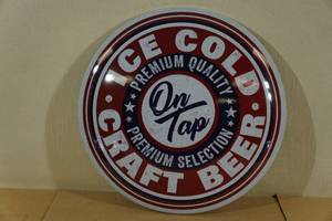 Ice Cold Craft Beer Domed Metal Sign