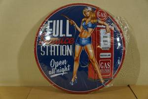 Full Service Station Domed Metal Sign