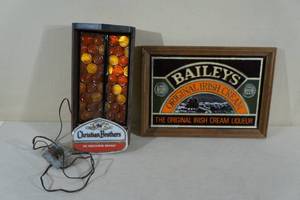 Vintage Christian Brothers Brandy Sign and Baileys Mirror