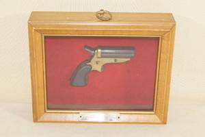 Metal Carved Derringer Replica in Shawdowbox Display