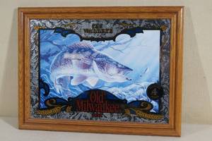 Old Milwaukee Wildlife Series Beer Mirror - Walleye