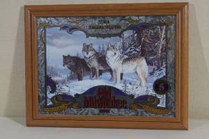 Old Milwaukee Wildlife Series Beer Mirror - Timber Wolves