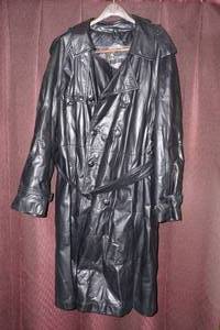 Lakeland Black Leather Trench Coat - Size 46
