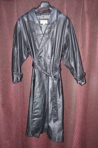 Pelle Studio Black Leather Trench Coat - Size Large