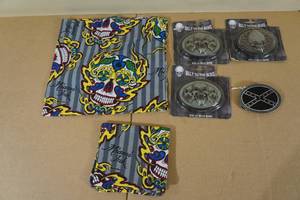 Novelty Belt Buckles and Miami Ink Bandanas