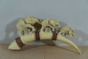 Resin Horn with Elephant Family