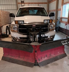 2006 White Dodge Ram Big Horn 2500 Quad Cab Heavy Duty Pickup with Western V-Plow, Low Mileage